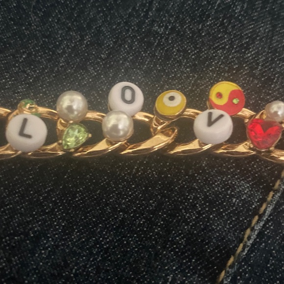 NWT Betsey Johnson Love Link Peace Mushroom Chain Magnetic Clasp Gold Tone - Picture 8 of 9